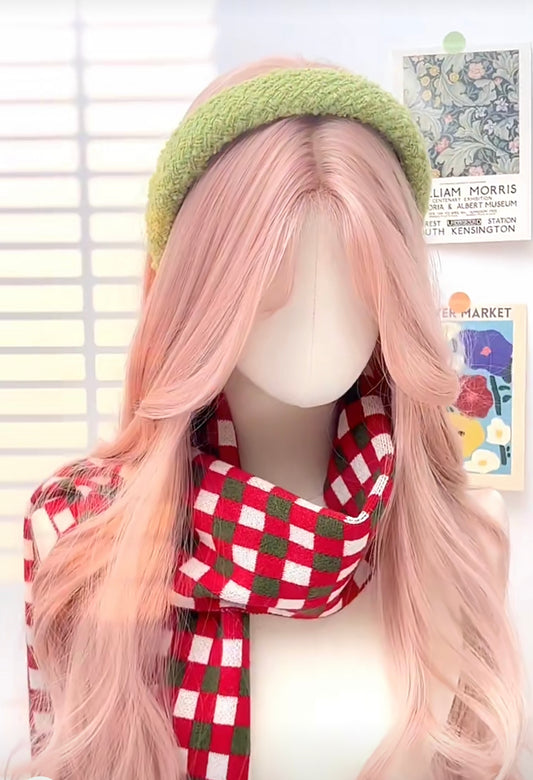 【New collection】Lace front rose gold pink no Bangs |  Synthetic Wig | 28 Inches